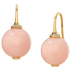 Syna Pink Opal Earrings with Champagne Diamonds