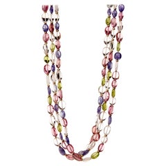 Syna Rosa Turmalin, Peridot & Bergkristall Gelbgold Perlenkette