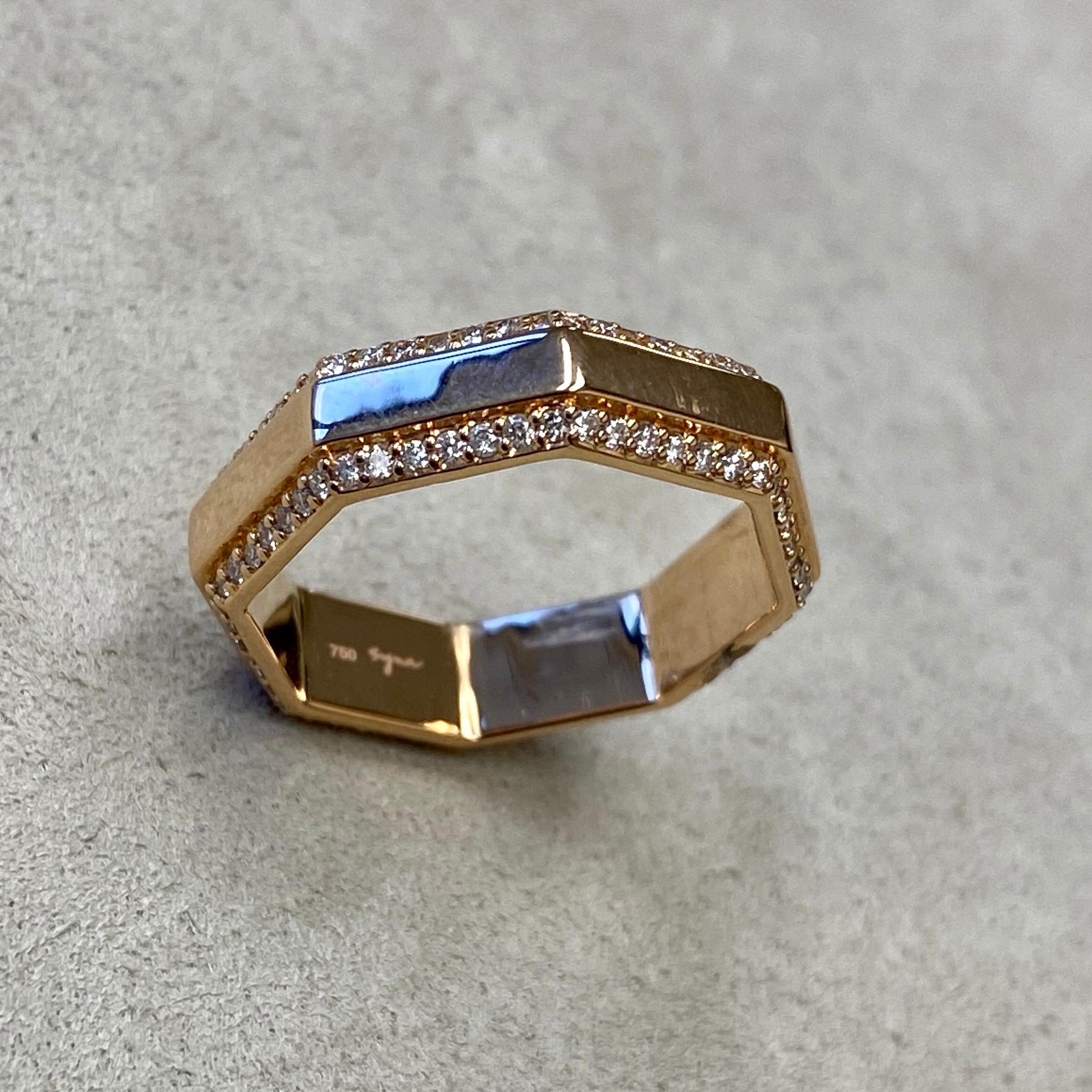 Taille ronde Syna Bracelet octogonal en or rose avec diamants en vente