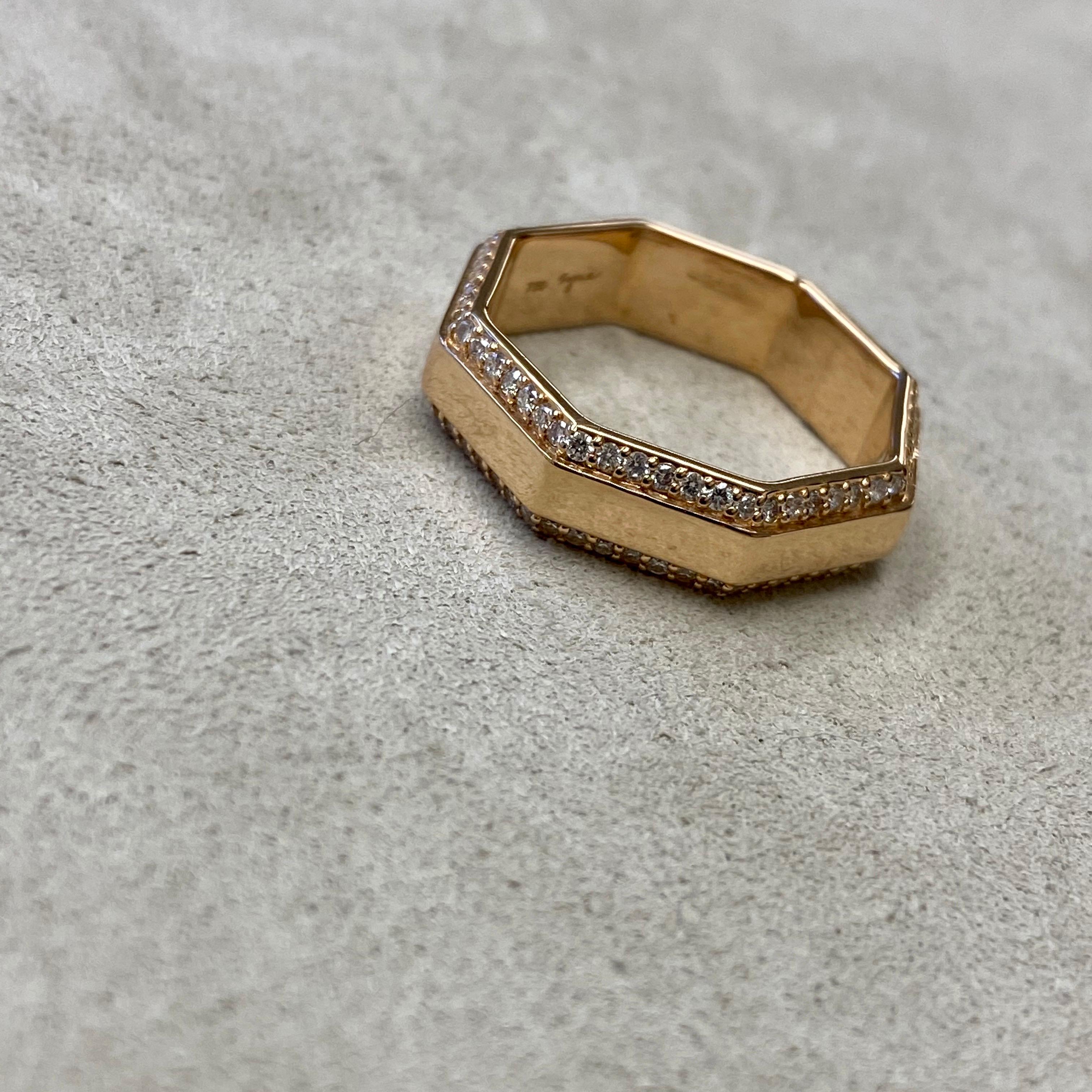 Contemporary Syna Rose Gold Octagon Band with Diamonds For Sale