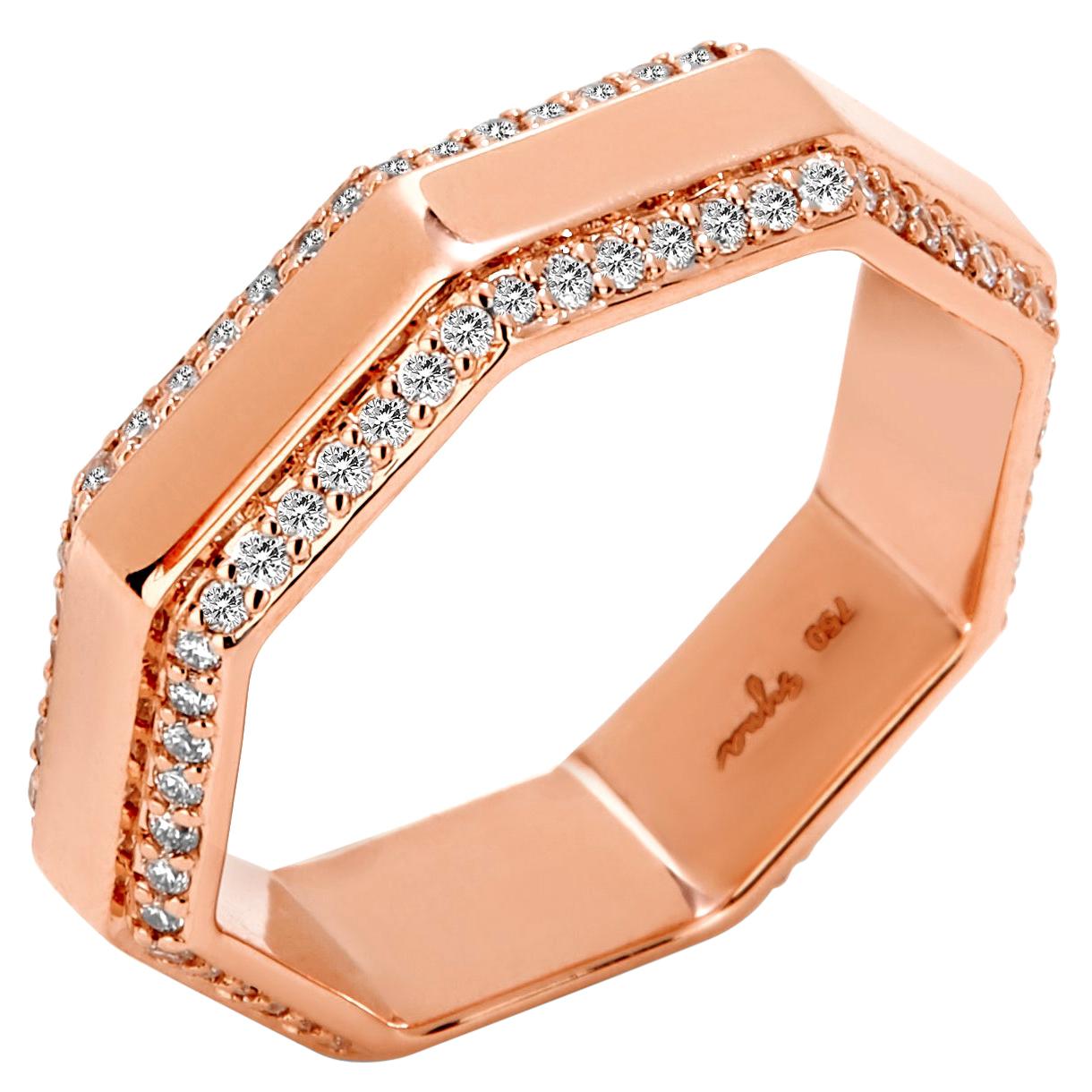Syna Rose Gold Oktagonband mit Diamanten im Angebot