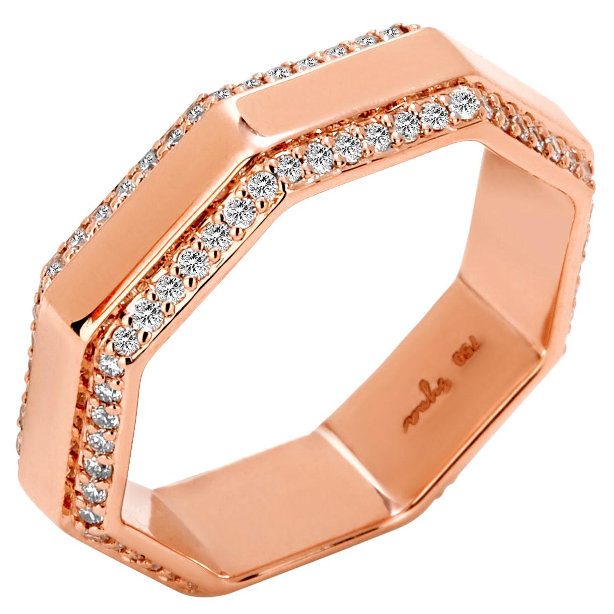 Syna Rose Gold Octagon Band with Diamonds For Sale