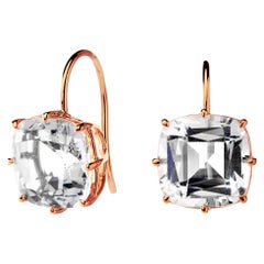 Syna Rose Gold Rock Crystal Cushion Earrings