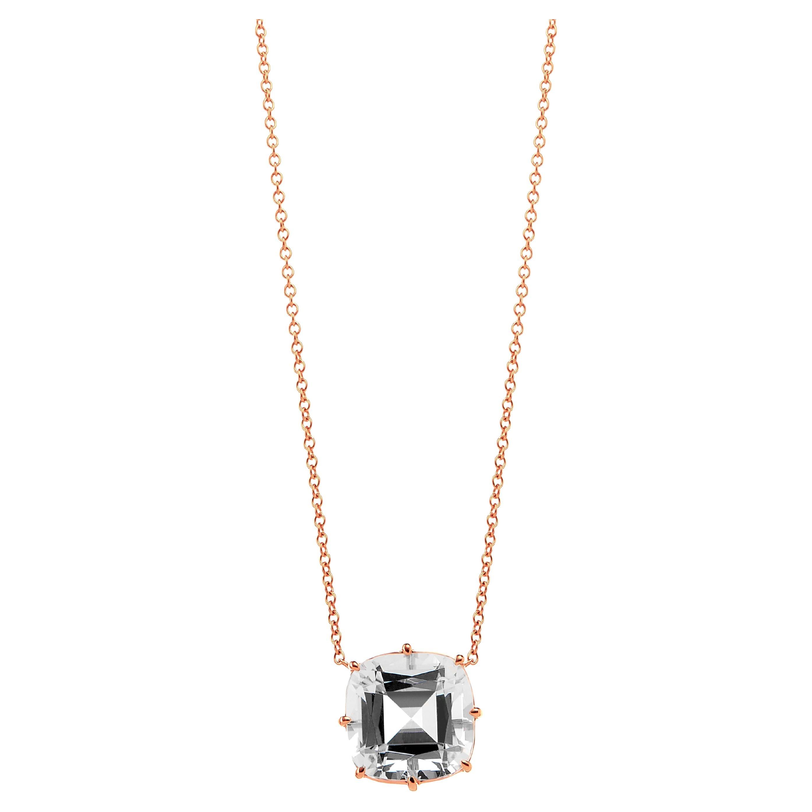 Syna Rose Gold Rock Crystal Necklace For Sale