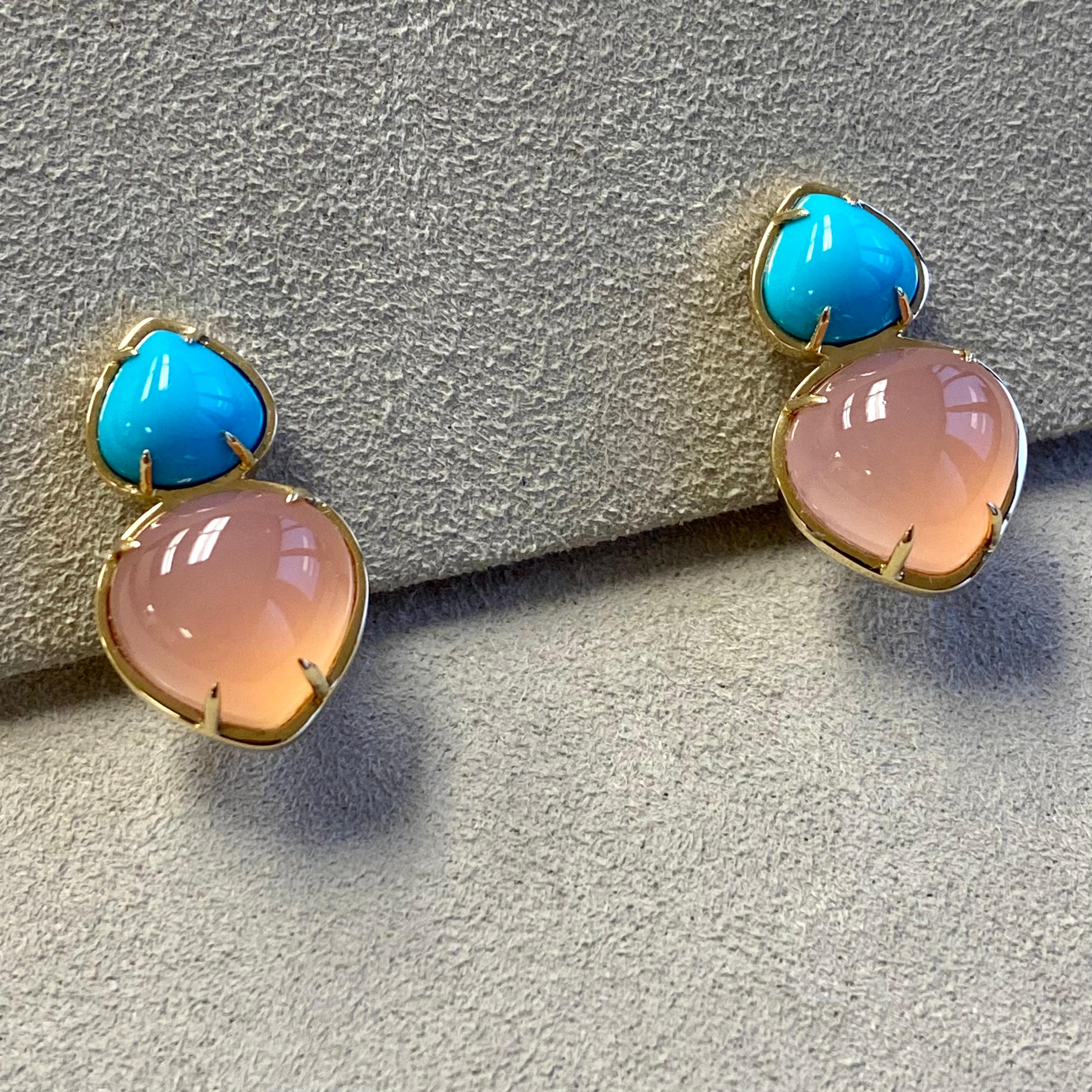 Created in 18 karat yellow gold
Rose Quartz 11.50 carats approx.
Sleeping Beauty Turquoise 3.5 carats approx.
Omega clip-backs & posts
Limited Edition


About the Designers

Drawing inspiration from little things, Dharmesh & Namrata Kothari have