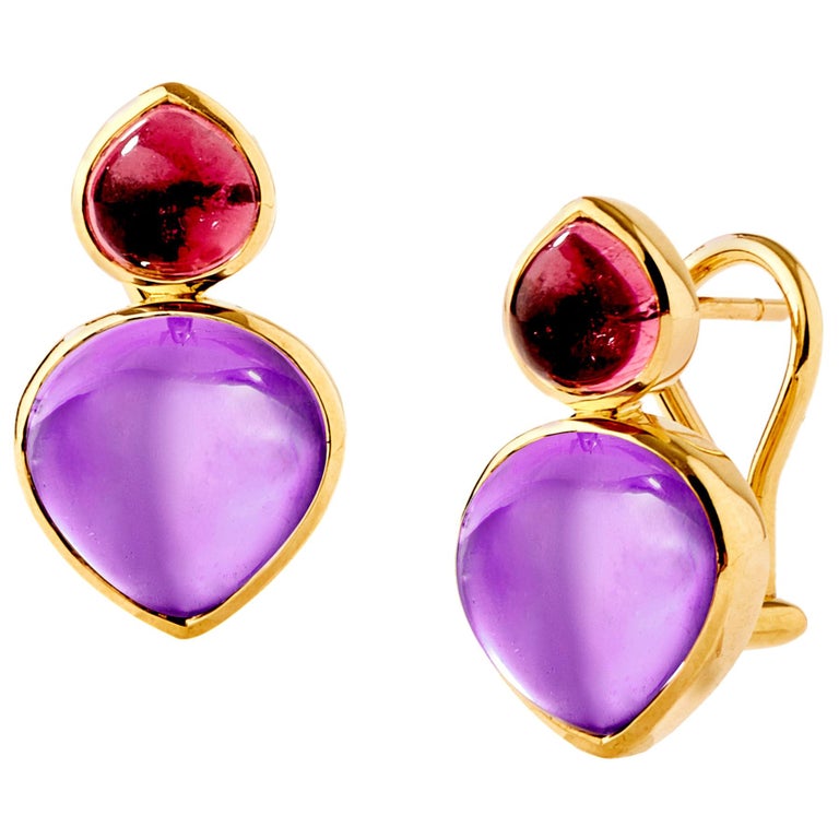 Syna Rubellite and Amethyst Earrings For Sale at 1stDibs