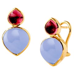 Syna Rubellite and Blue Chalcedony Earrings