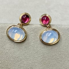 Syna Rubellite and Moon Quartz Earrings