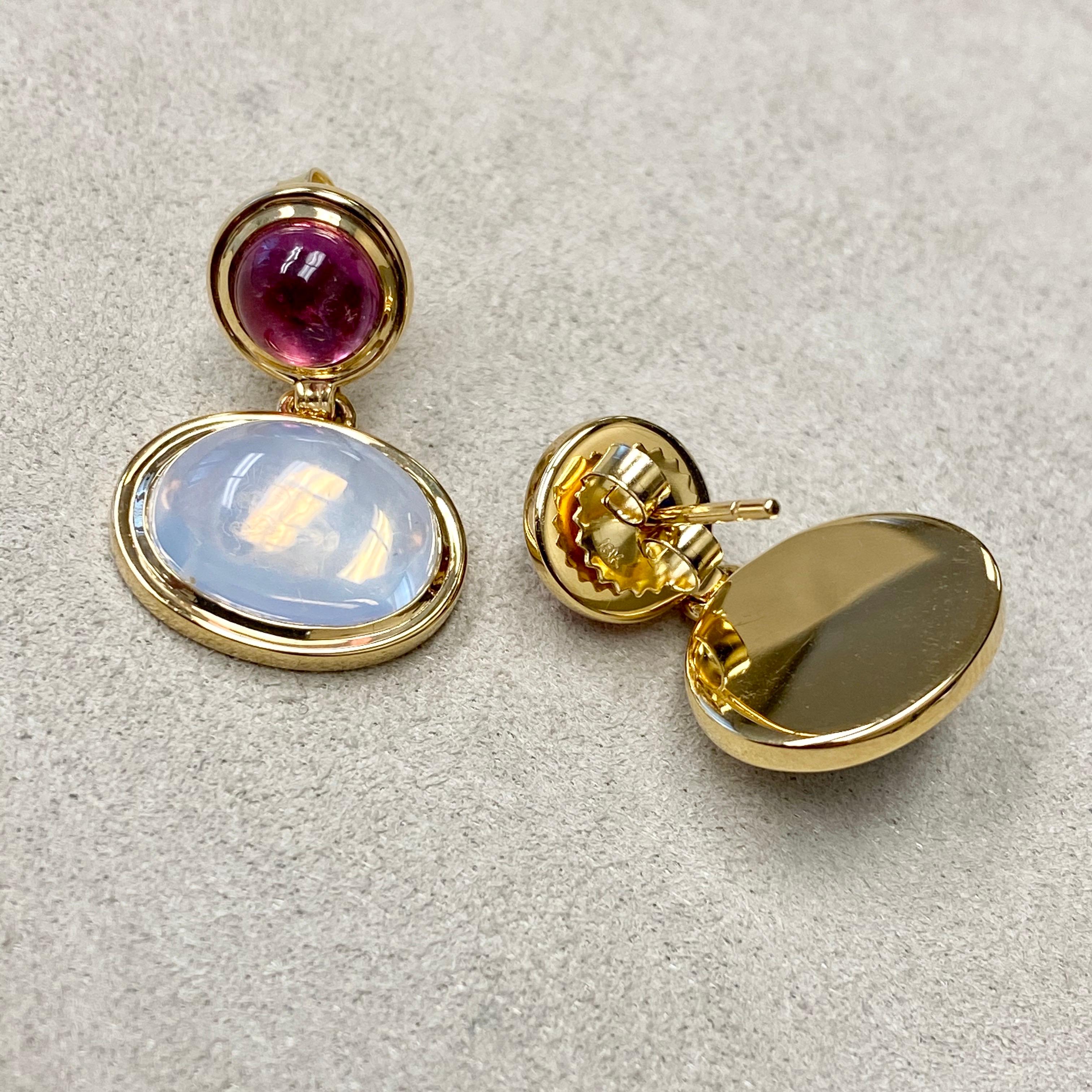 Boucles d'oreilles Syna Rubellite et Quartz lunaire Neuf - En vente à Fort Lee, NJ