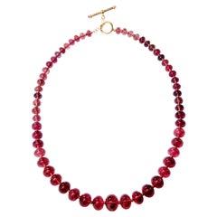 Syna Rubellite Yellow Gold Bead Necklace