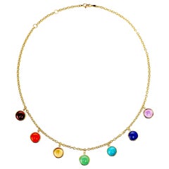 Siebenkreisförmige Halskette aus Gelbgold mit Gliedern