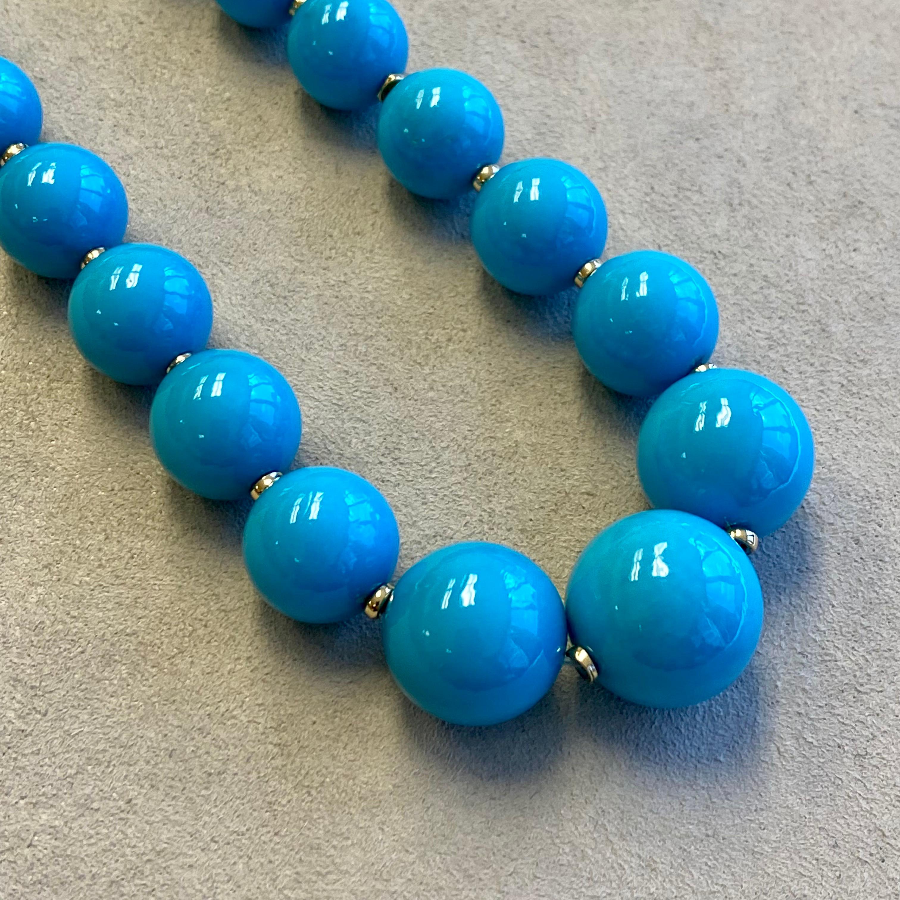 Created in 18 karat yellow gold
21.5 inch graduating length
Sleeping Beauty Turquoise 440 carats 
18kyg roundels 
18kyg large toggle clasp with rubellite
Strung on silk
One of a kind

About the Designers

Drawing inspiration from little things,