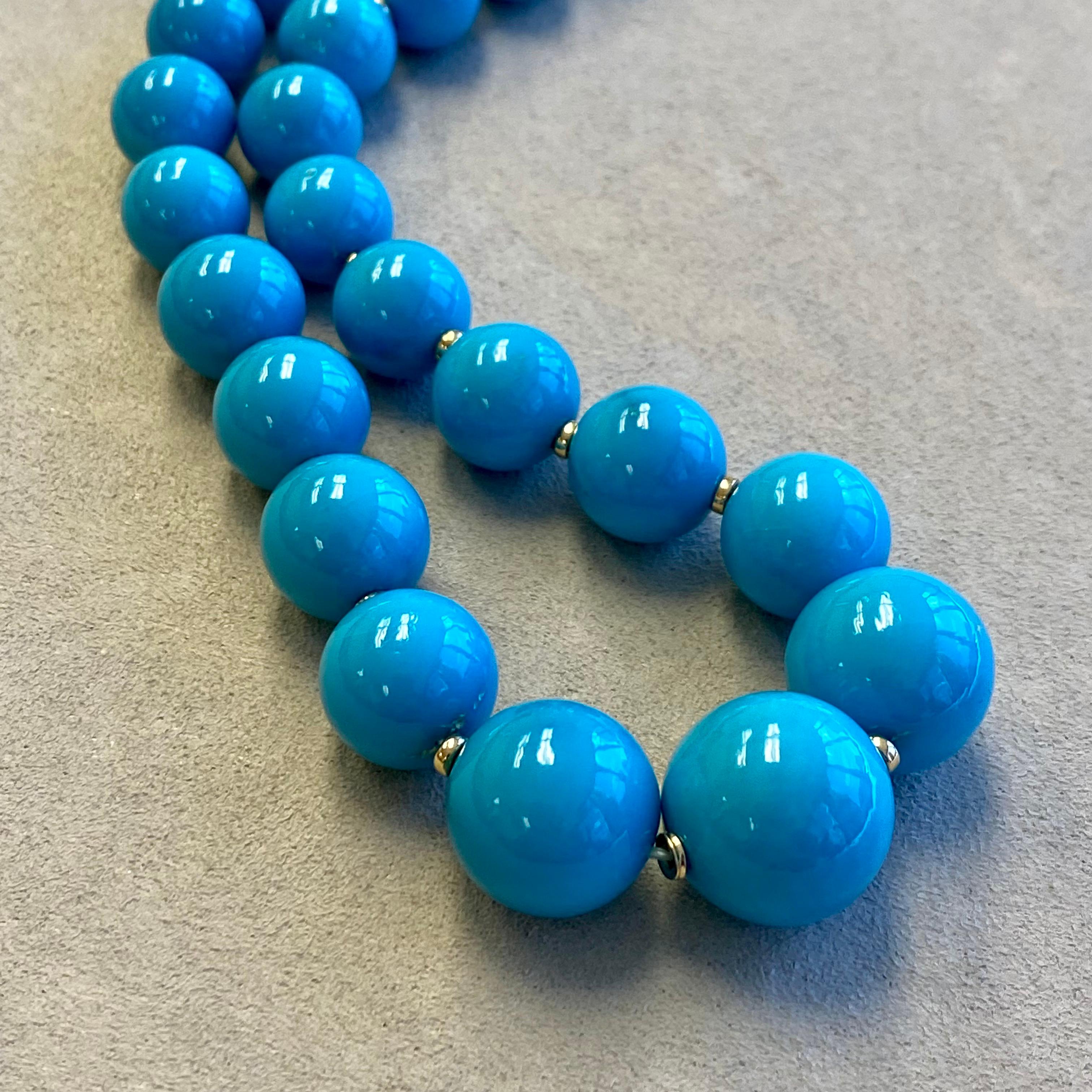 Contemporary Syna Sleeping Beauty Turquoise Gold Bead Necklace