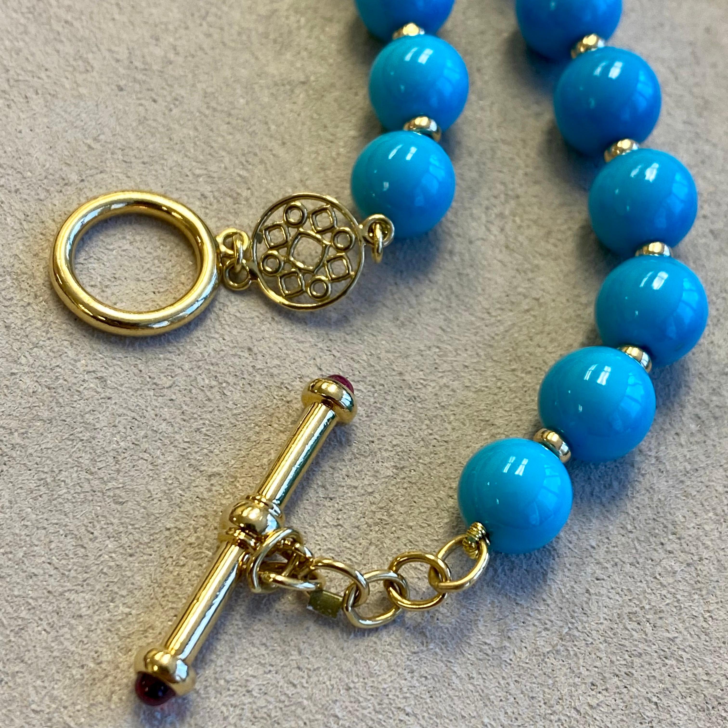 Women's Syna Sleeping Beauty Turquoise Gold Bead Necklace