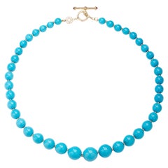 Syna Sleeping Beauty Turquoise Gold Bead Necklace