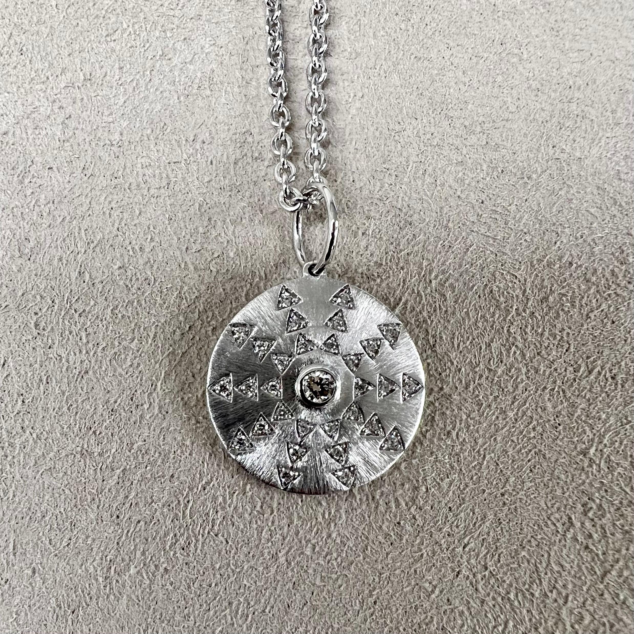 Contemporary Syna Sterling Silver Cosmic Pendant with Diamonds For Sale