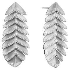 Syna Sterling Silver Feather Earrings with Diamonds