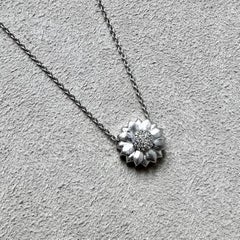 Syna Sterling Silver Sun Flower Necklace with Diamonds