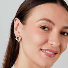 Syna Sunburst Earrings with Blue Sapphire and Diamonds