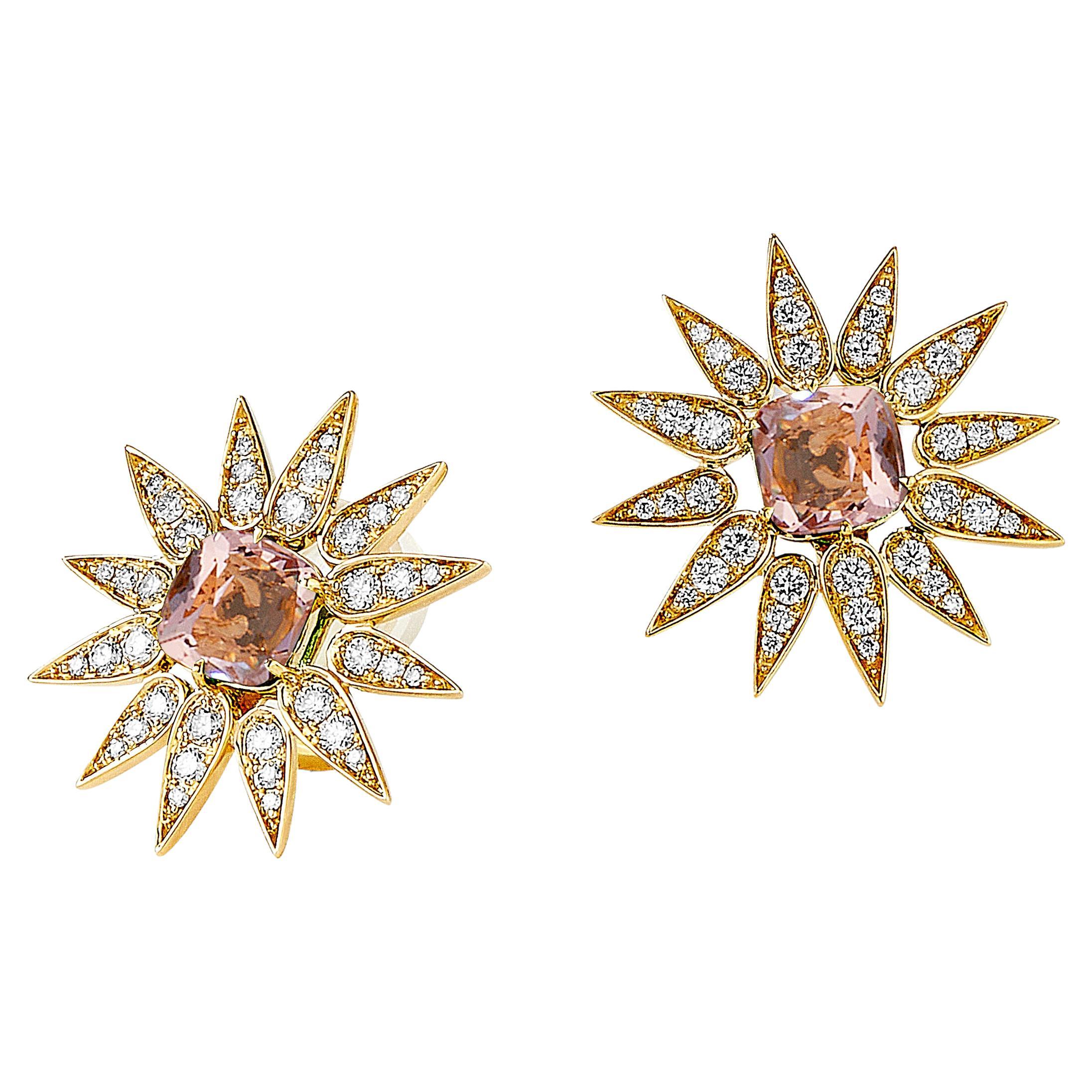 Syna Sunburst-Ohrringe mit Morganit und Diamanten
