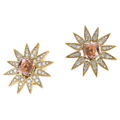 Syna Sunburst Earrings with Morganite and Diamonds