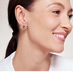 Syna Sunburst Earrings with Pink Tourmaline and Diamonds