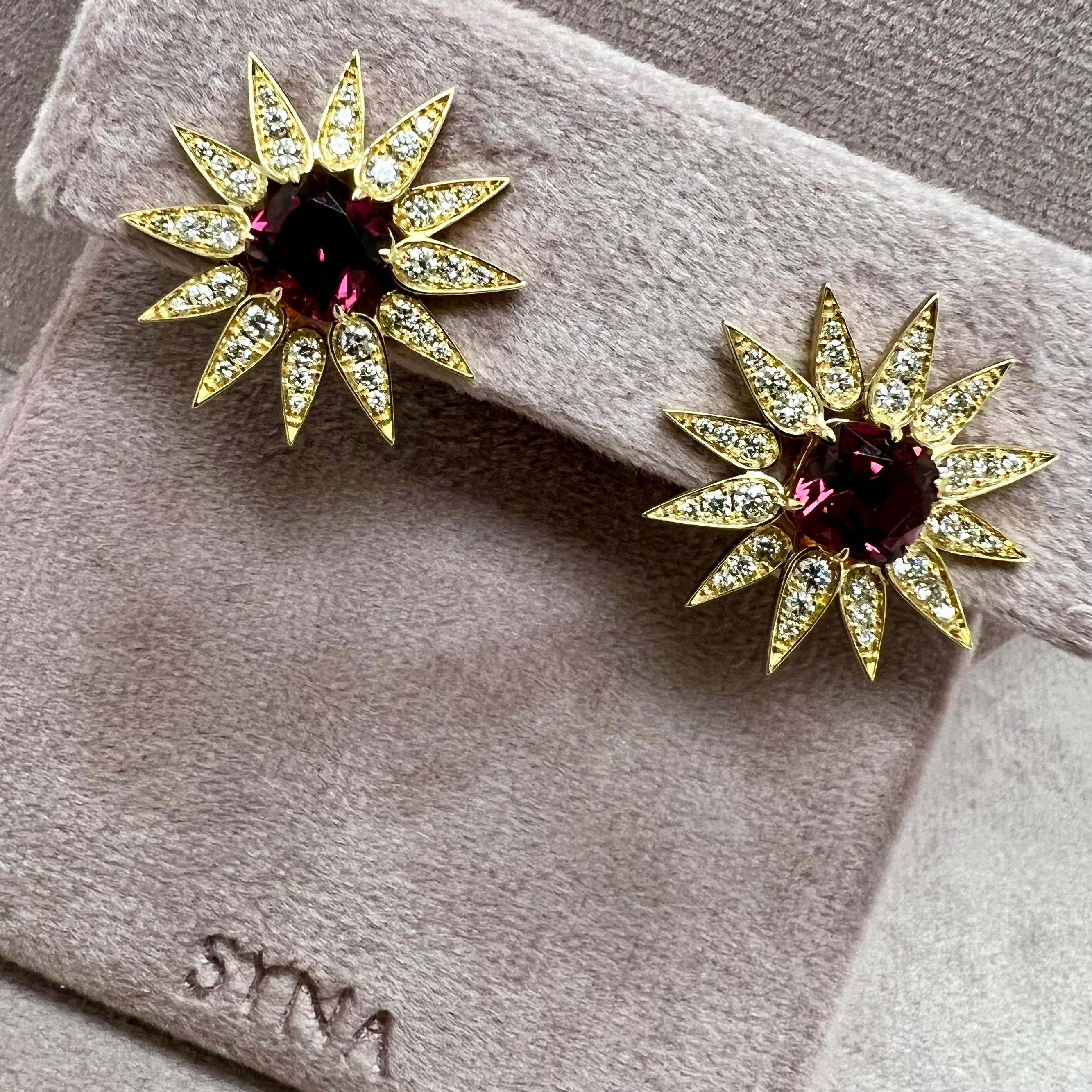 Created in 18 karat yellow gold
Rubellite 4.50 carats approx.
Diamonds 1.0 carat approx.
Omega clip-backs & posts
Limited Edition

Forged from 18 karat yellow gold, these limited edition earrings feature an approximate 4.5 carat Rubellite and 1.0