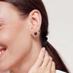 Syna Sunburst Earrings with Rubellite and Diamonds