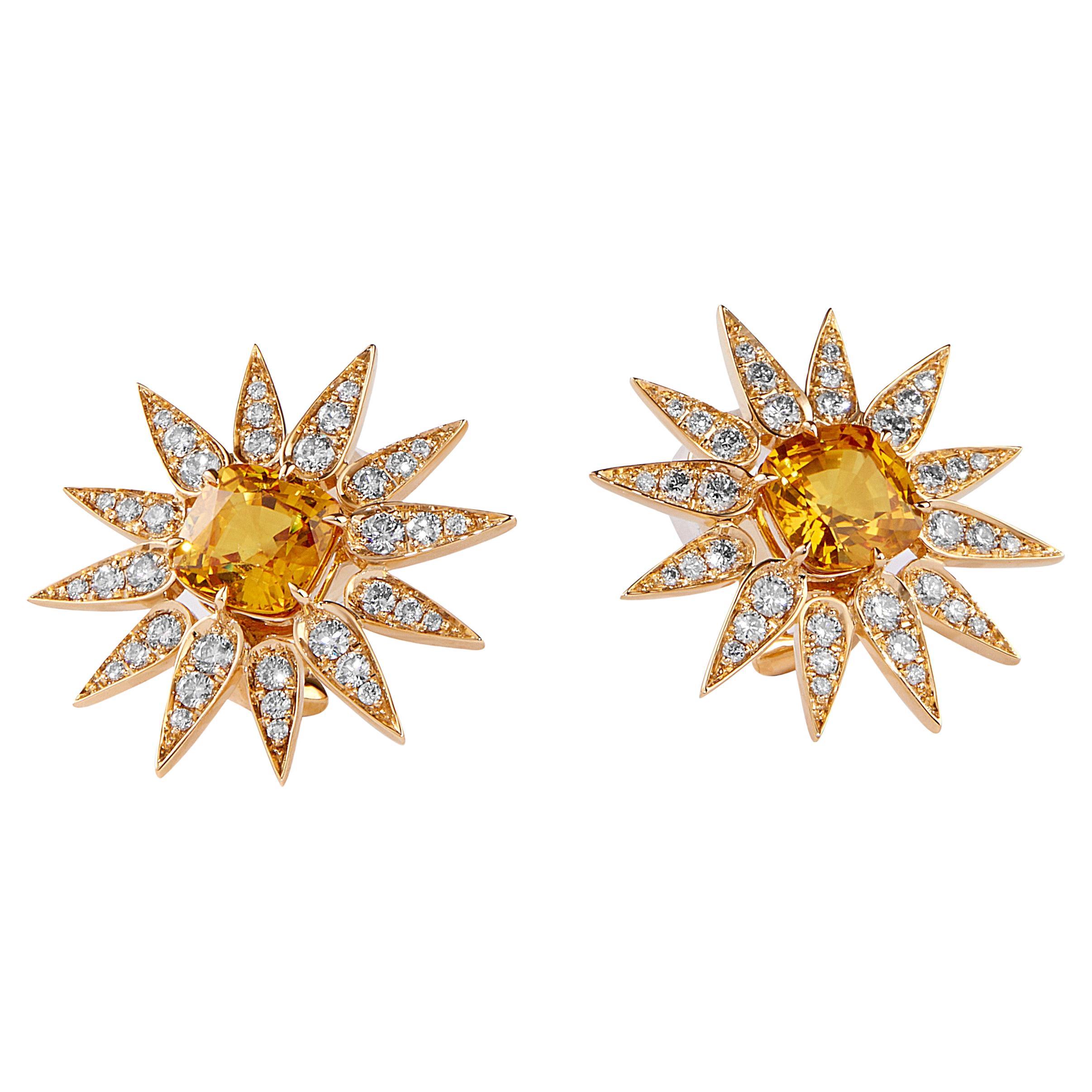 Syna Sunburst-Ohrringe mit gelbem Saphir und Diamanten