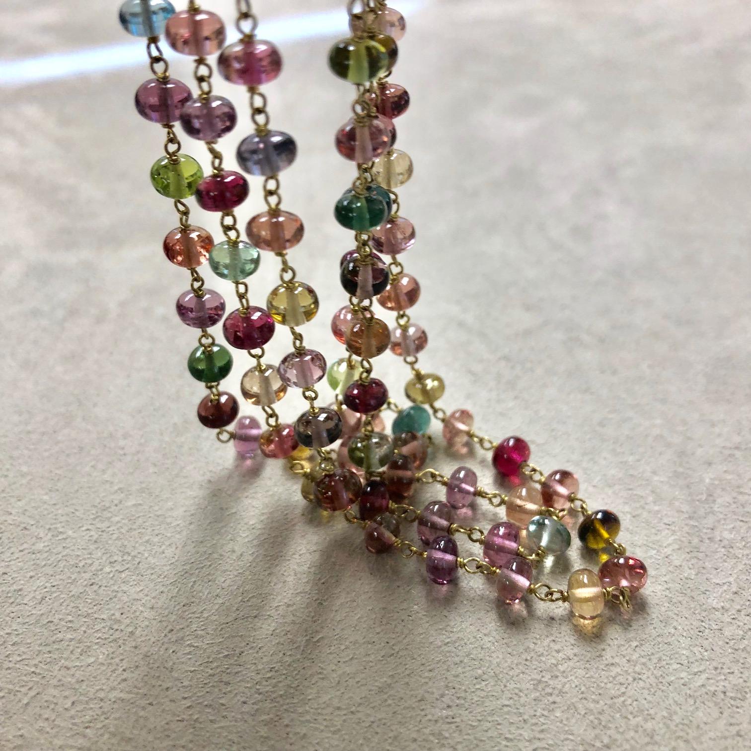 Contemporary Syna Tourmaline Yellow Gold Bead Necklace