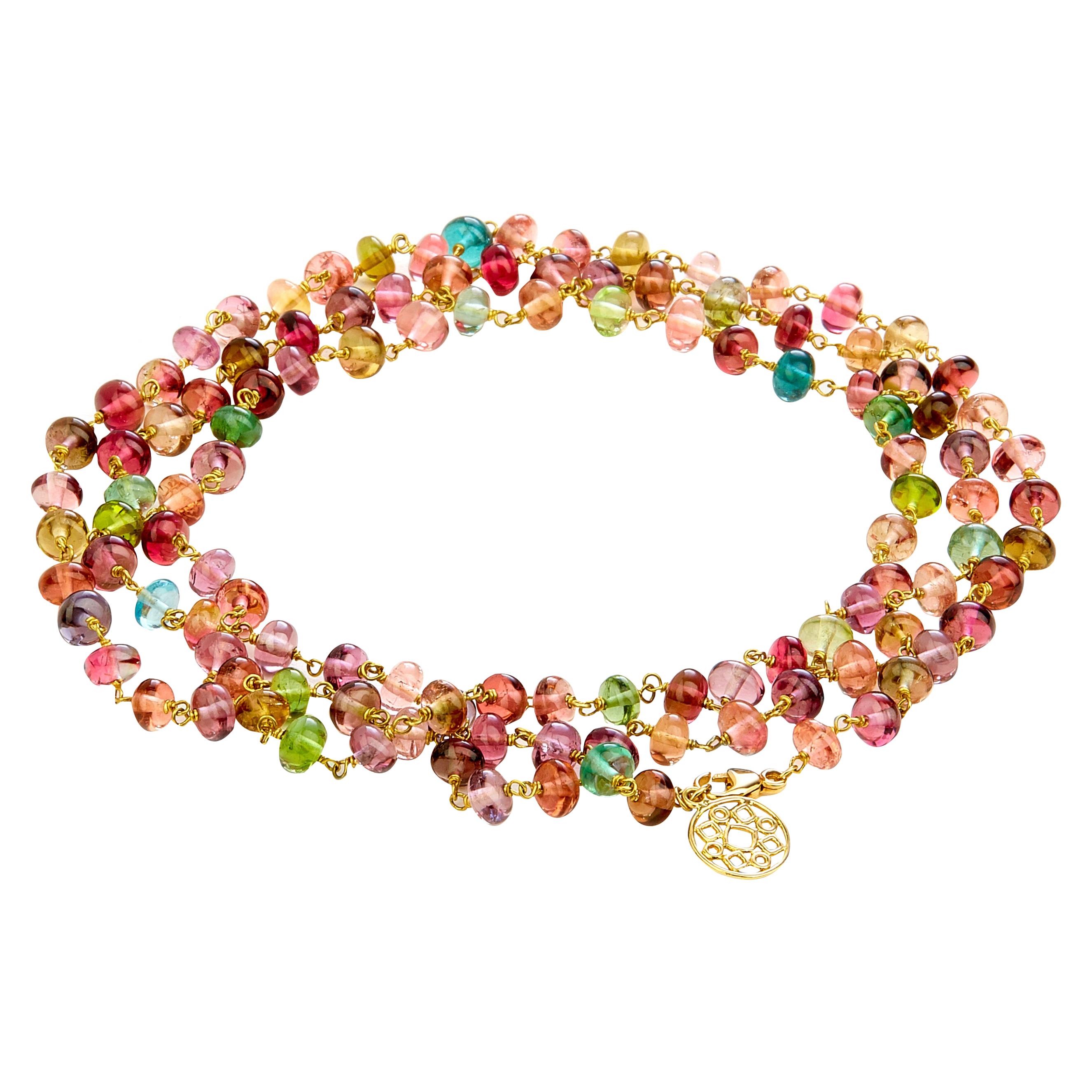 Syna Tourmaline Yellow Gold Bead Necklace