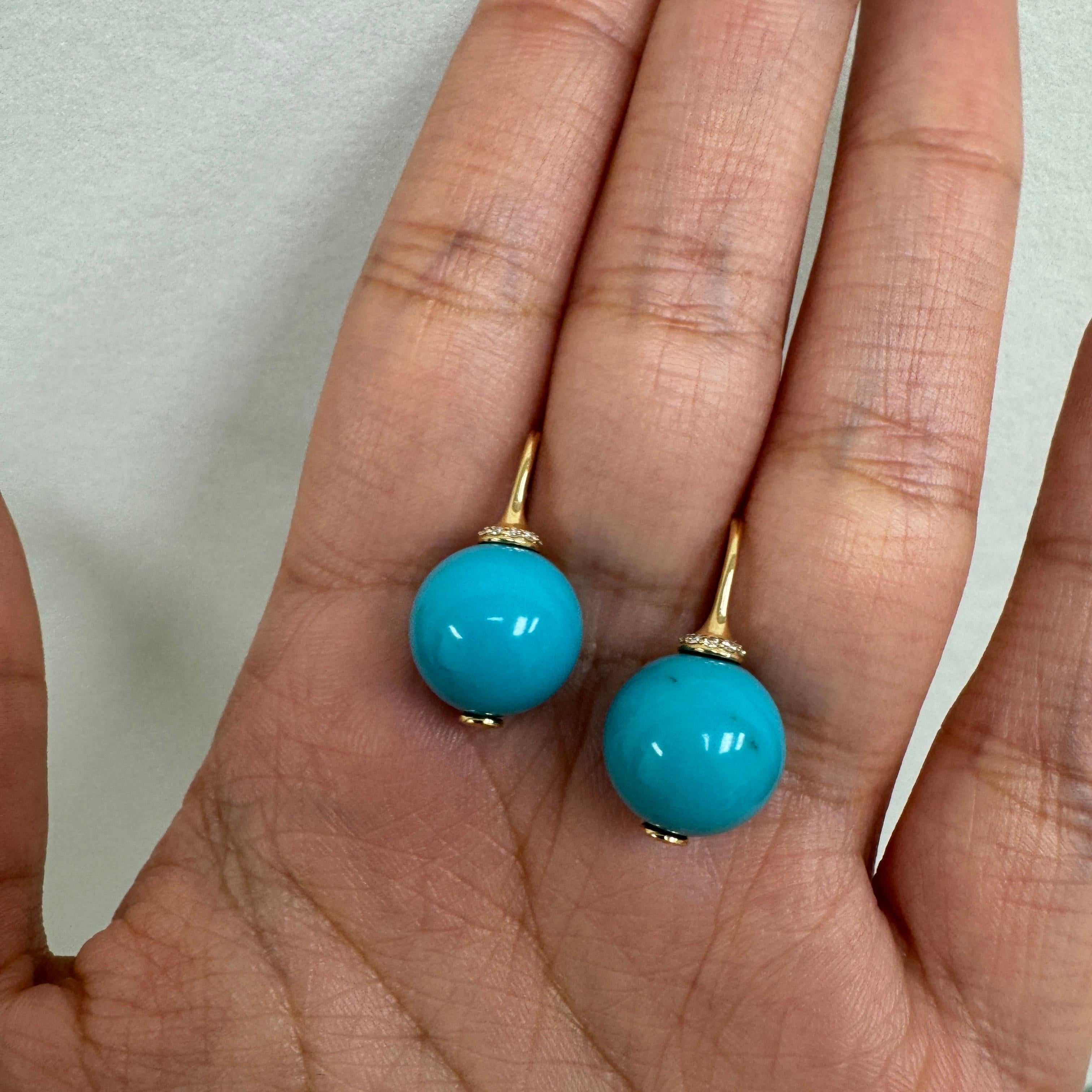 Contemporary Syna Turquoise Earrings with Diamonds For Sale