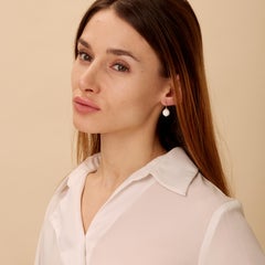 Syna White Agate Earrings with Diamonds