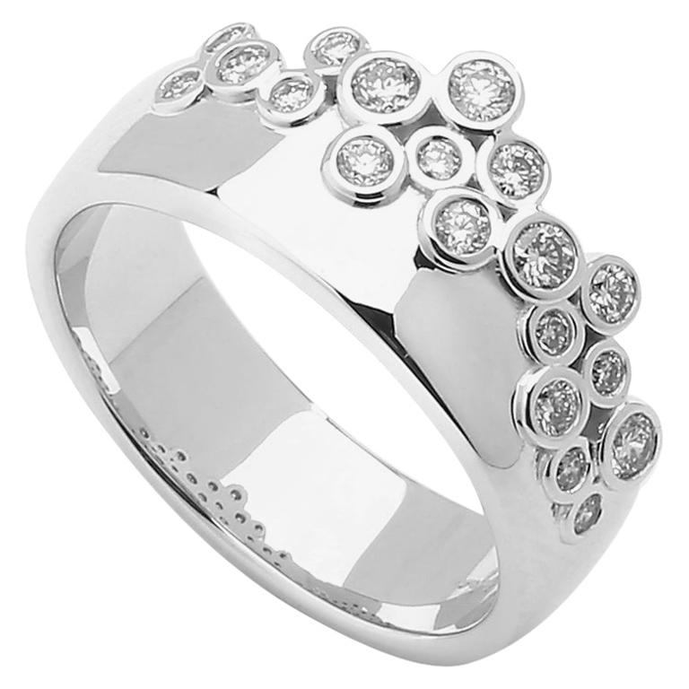 Syna White Gold Band with Diamonds For Sale