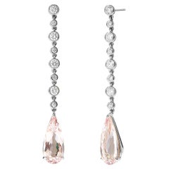 Syna White Gold Limited Edition Morganite Pear Earrings with Diamonds