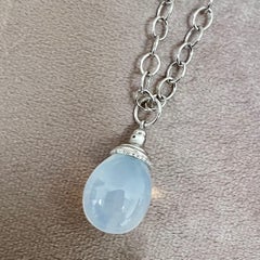 Syna White Gold Moon Quartz Drop Pendant with Diamonds