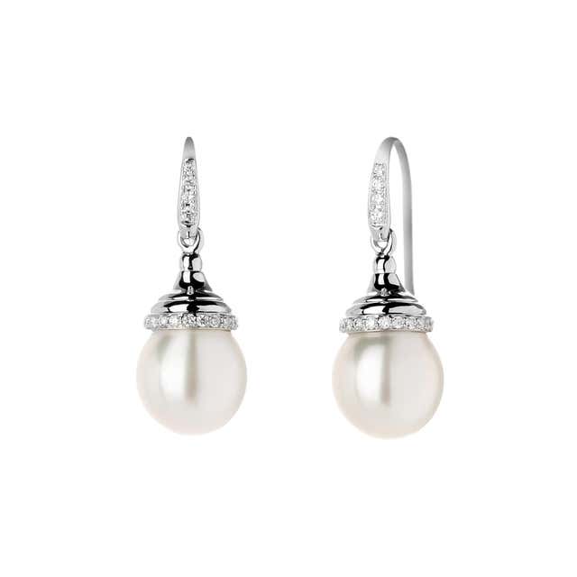 Classic Diamond Pearl White Gold Drop Earrings For Sale at 1stDibs ...