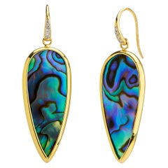 Syna Yellow Gold Abalone Earrings with Diamonds