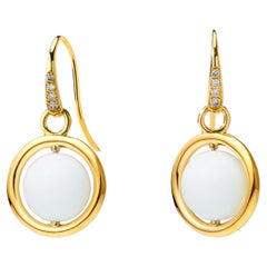 Syna Yellow Gold Agate Beads Swivel Earrings with Diamonds