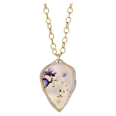 Syna Yellow Gold Agate Reversible Pendant with Champagne Diamonds