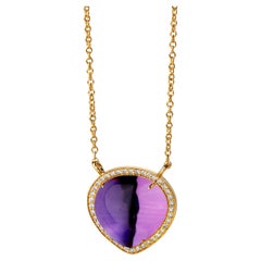 Syna Yellow Gold Amethyst and Diamonds Necklace