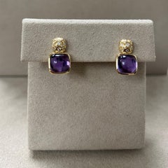 Syna Yellow Gold Amethyst and Diamond Earrings