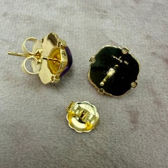 Syna Yellow Gold Amethyst and Diamonds Earrings