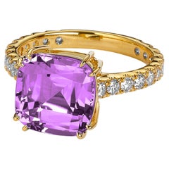 Syna Yellow Gold Amethyst Cushion Ring with Diamonds