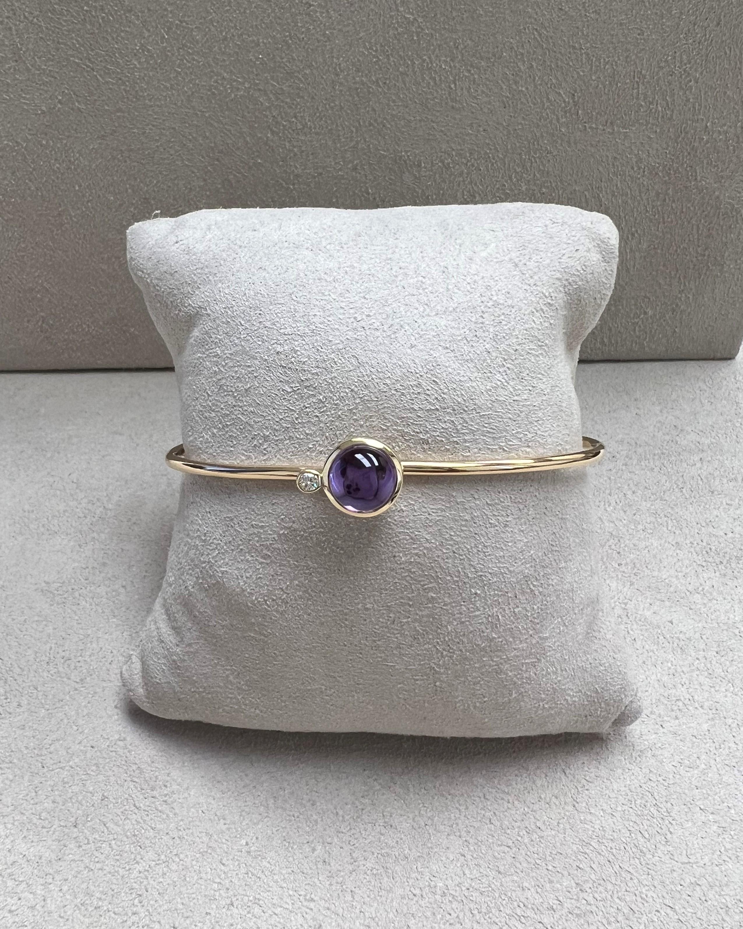 Contemporary Syna Yellow Gold Amethyst Diamond Bracelet For Sale