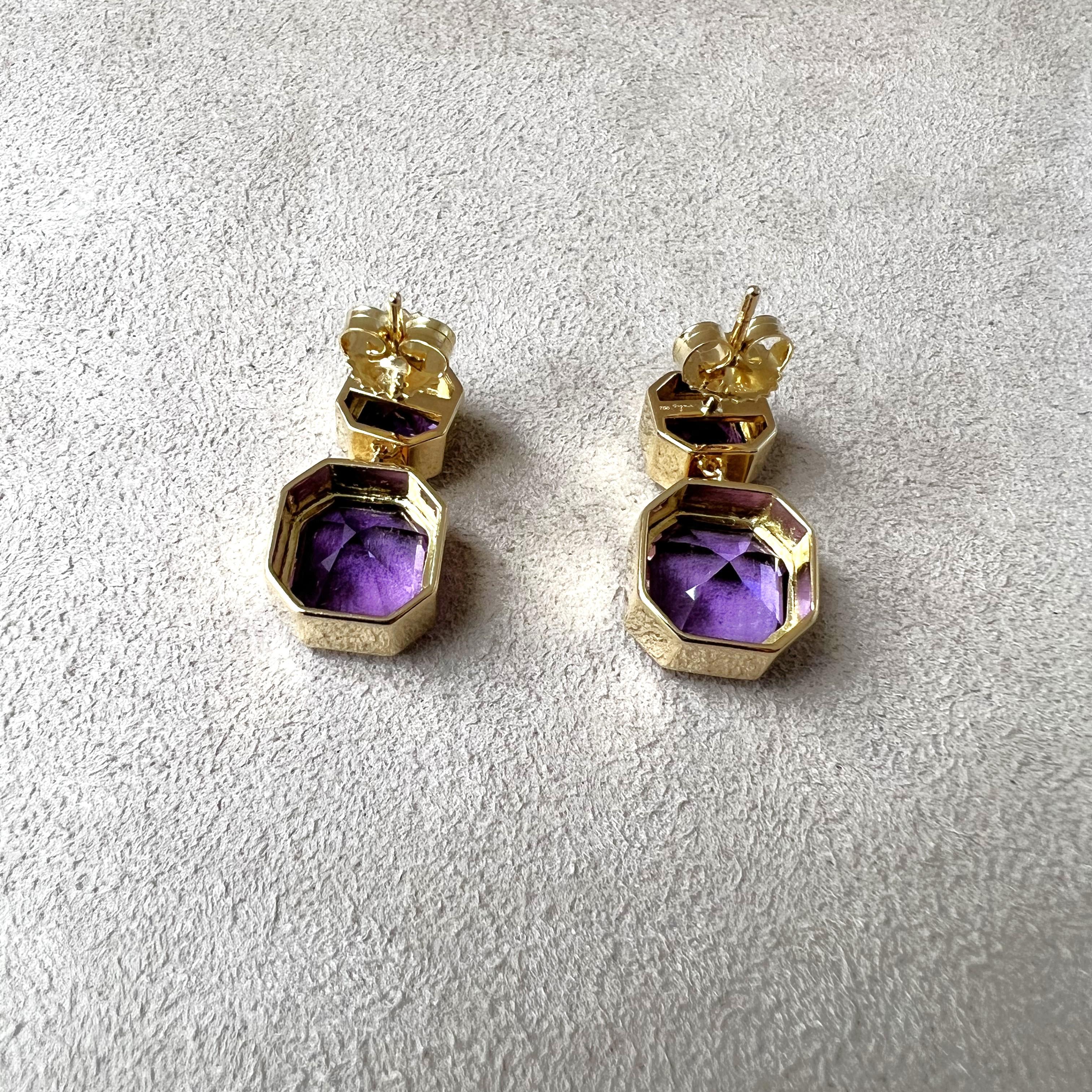 Contemporary Syna Yellow Gold Amethyst Earrings For Sale
