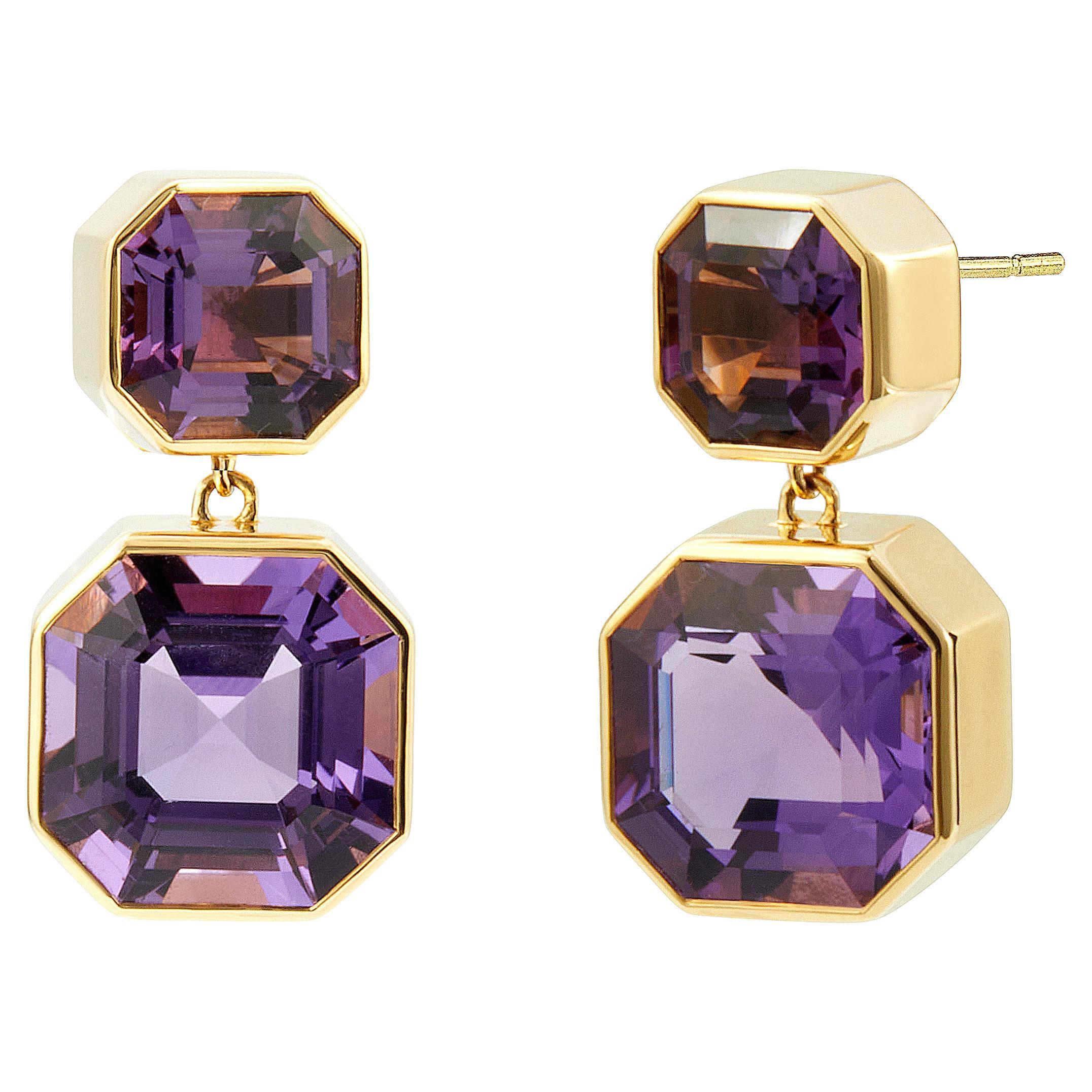 Syna Yellow Gold Amethyst Earrings