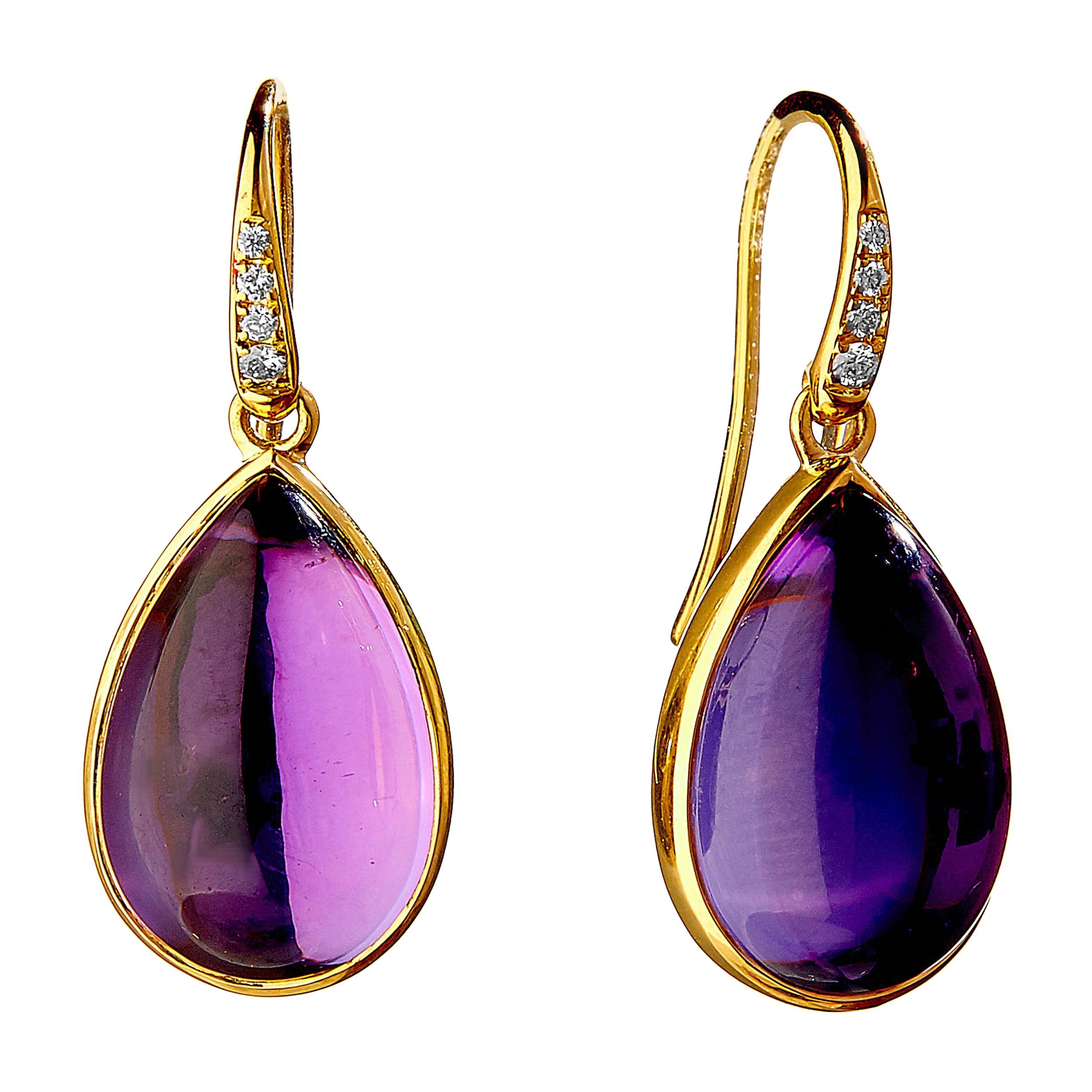 Syna Yellow Gold Amethyst Earrings with Diamonds