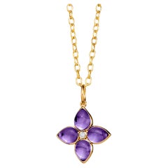 Pendentif fleur d'améthyste en or jaune Syna avec diamants