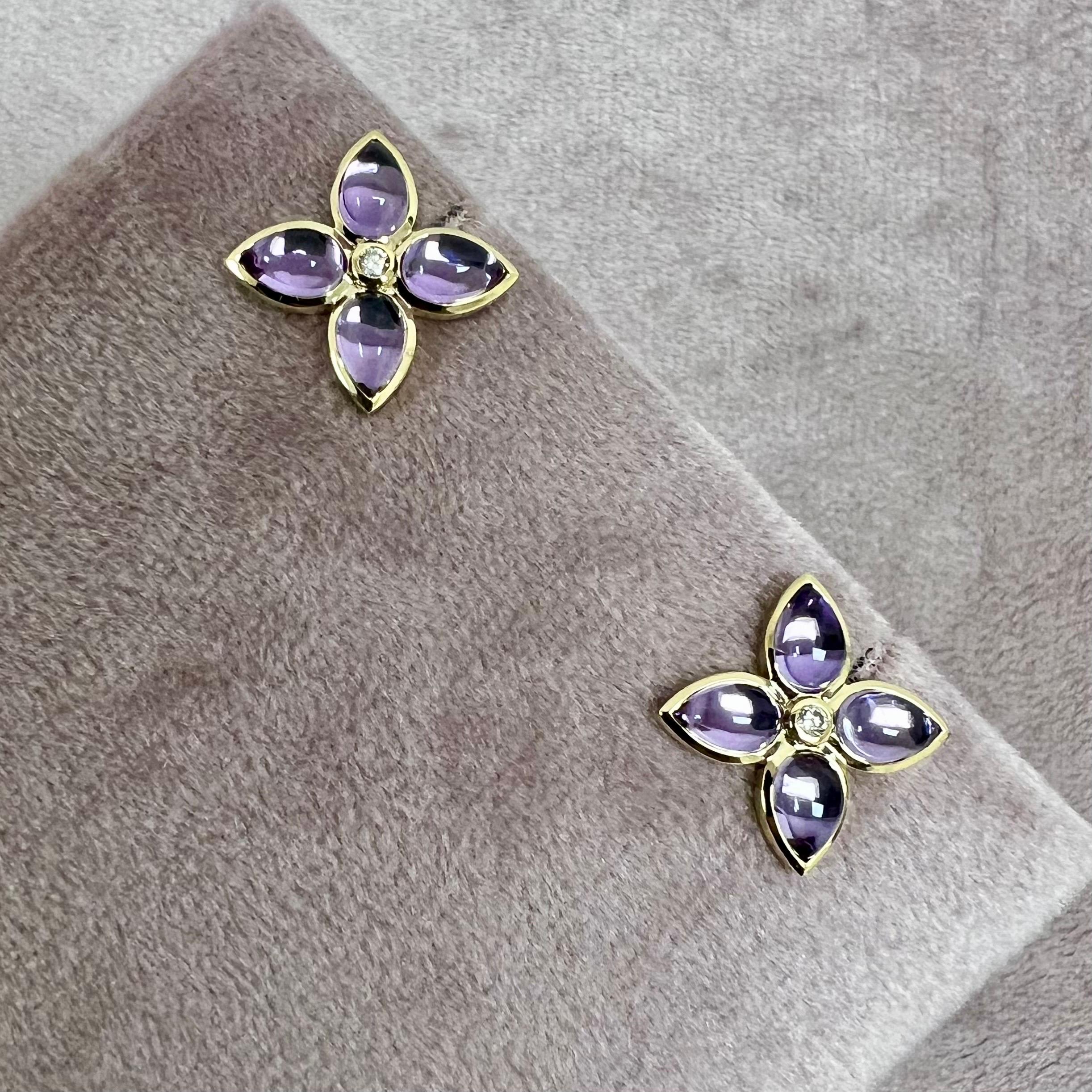 Created in 18 karat yellow gold
Amethyst 3.50 carats approx.
Diamonds 0.05 carat approx.
Post backs for pierced ears
Limited edition

Set the scene with these exquisite Jardin Gemstone Flower Studs. Crafted with 18 karat yellow gold, the studs are